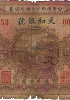 汾阳县地方金融兑现券（壹圆，民国21年，天和银号） 封面