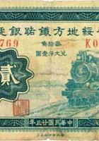 晋绥地方铁路银号（贰角 民国23年 加盖“忻县”） 封面