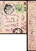 清四次邮资双片之回片1911年山西潞安实寄天津，销山西潞安辛亥十月五日小三格干支日戳，落地天津11月30日到达戳 封面