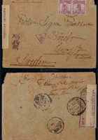 1916年山西天镇县寄瑞典检查封，贴帆船5分两枚 封面