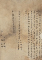 乾隆二十八年（1763）正月初九日毛绪元、杨保吉二人经营花布行生意合伙文券 封面